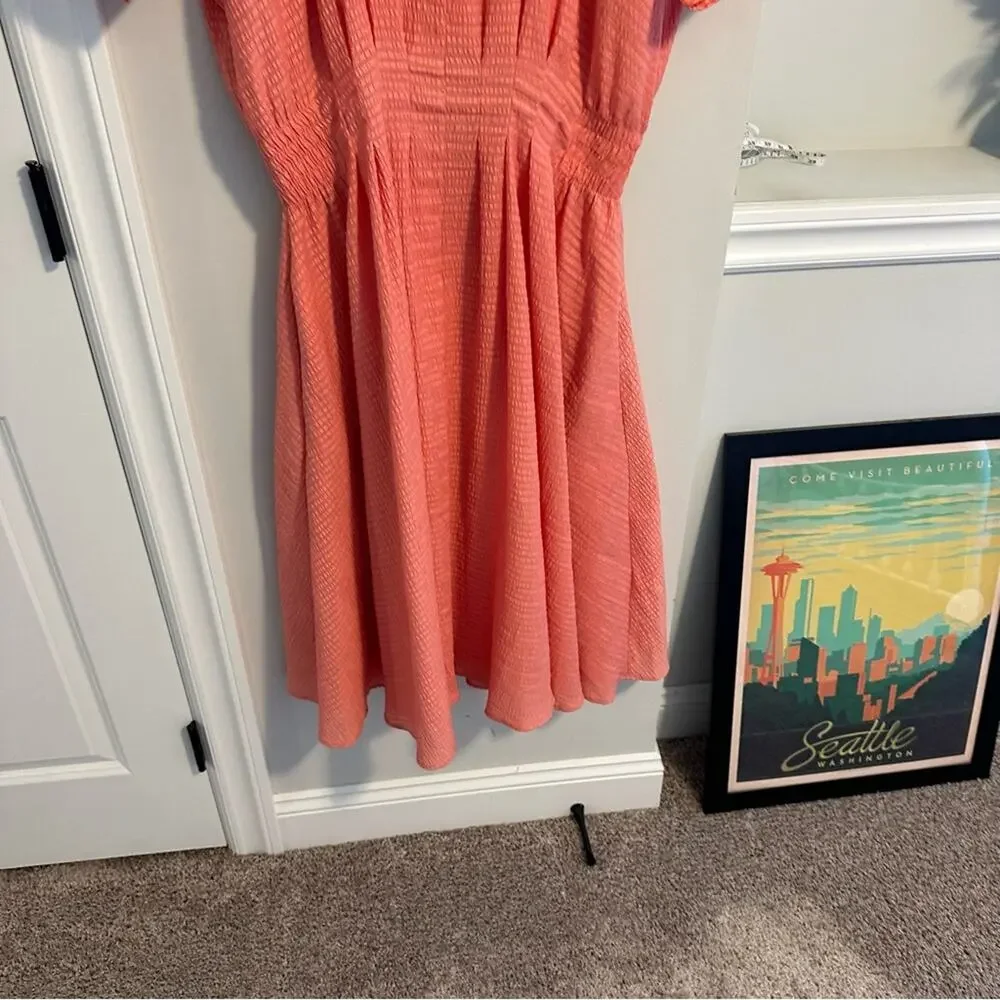 Club Monaco Pink Seersucker Short Sleeve Maxi Dress 12 - Picture 12 of 14